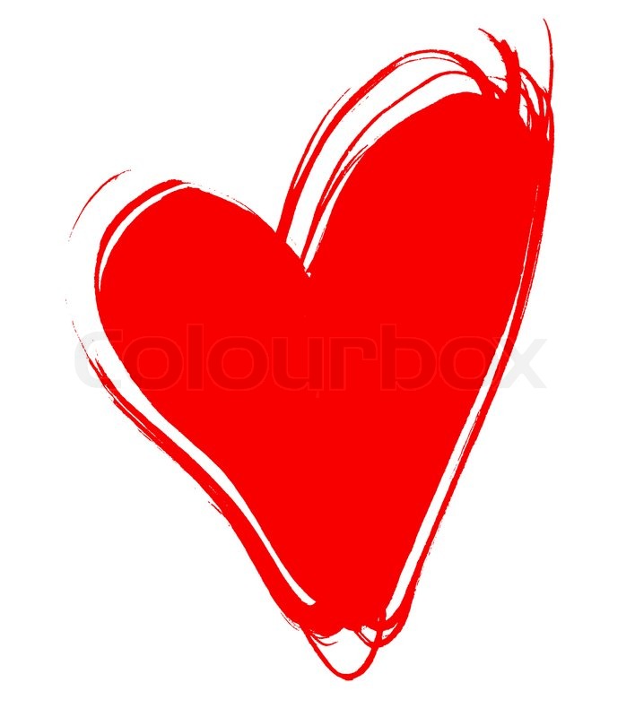 708x800 Red Heart, Drawn By Hand, Isolated On White Stock Photo Colourbox