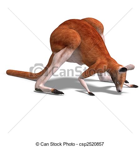 450x470 3d Rendering Of A Big Red Kangaroo And Shadow Over White Stock