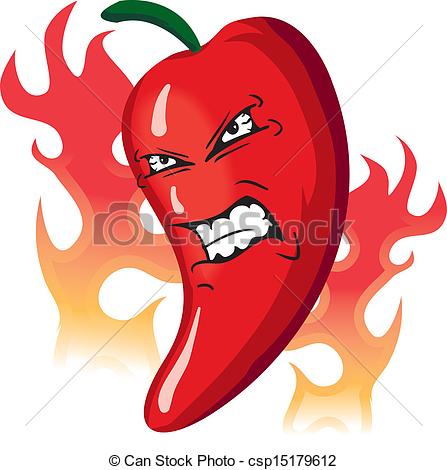 447x470 Angry Hot Pepper. Angry Hot Flaming Red Pepper Vector Clip Art