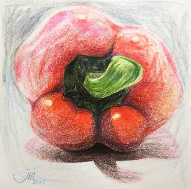770x763 Saatchi Art My Sketchbook, A Red Bell Pepper Drawing By Sedigheh