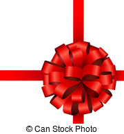 180x195 Red Ribbon Bow. Vector Illustration, Isolated On White. Red