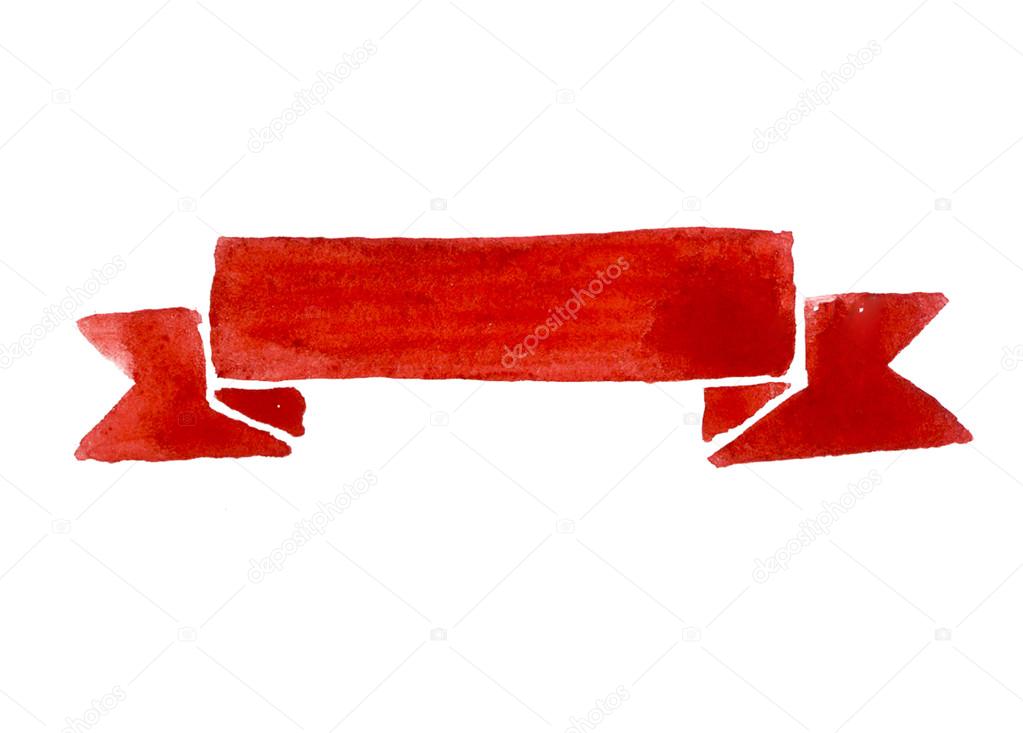 1023x733 Watercolor Hand Drawing Red Ribbon Stock Photo Svet22one