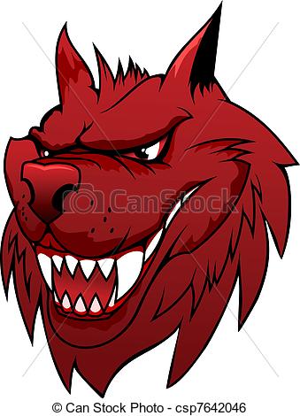 339x470 Wild Danger Red Wolf In Cartoon Style Isolated On White Clip Art