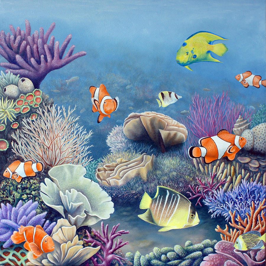 900x900 Coral Reef Painting By Rick Borstelman