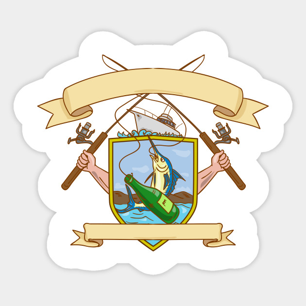 630x630 Fishing Rod Reel Hooking Blue Marlin Ribbon Coat Of Arms Drawing