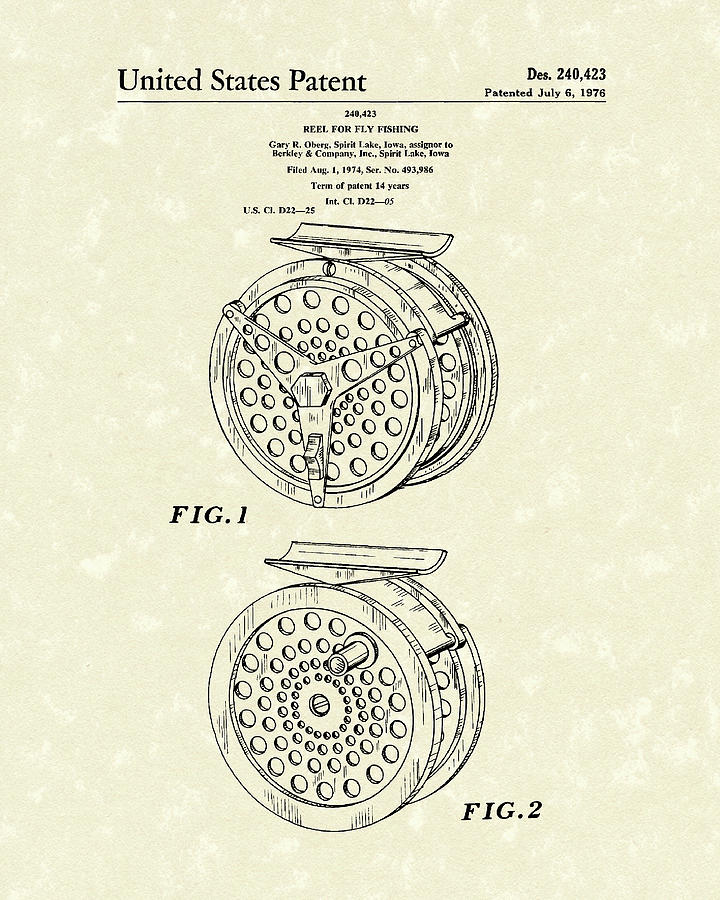 720x900 Fly Fishing Reel 1976 Patent Art Drawing By Prior Art Design