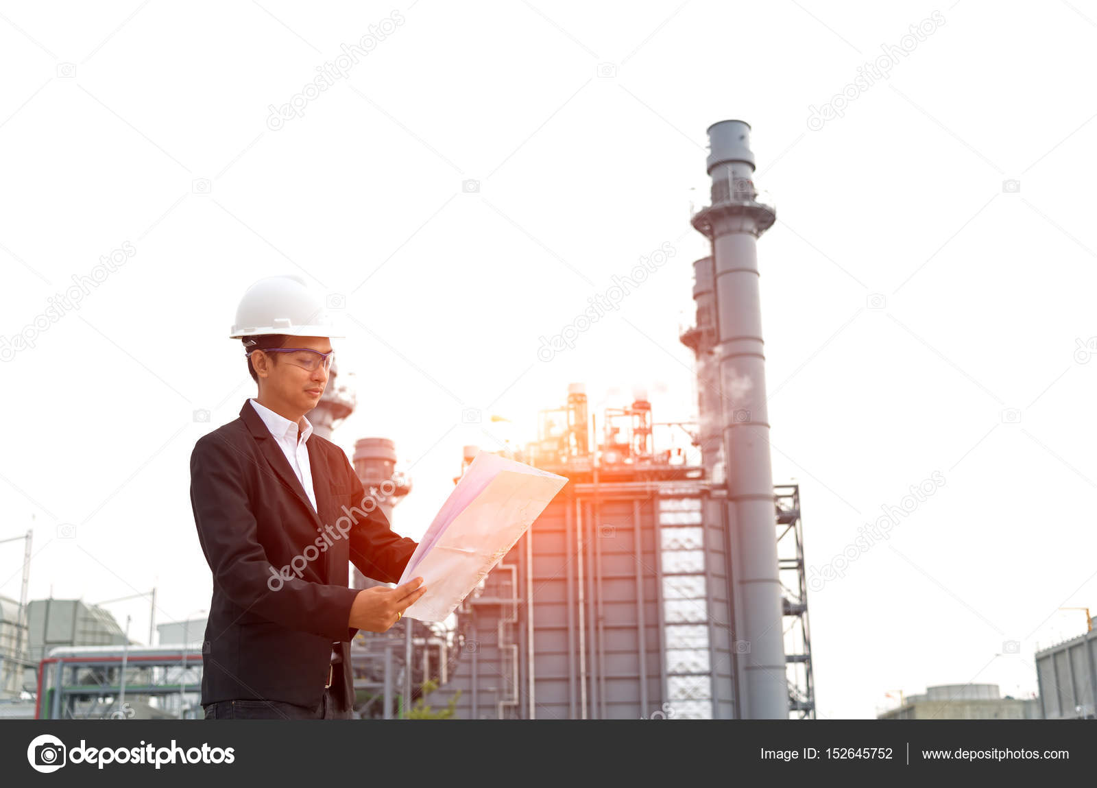 1600x1149 Engineer Wearing White Helmet Holding Paper Drawing With Oil