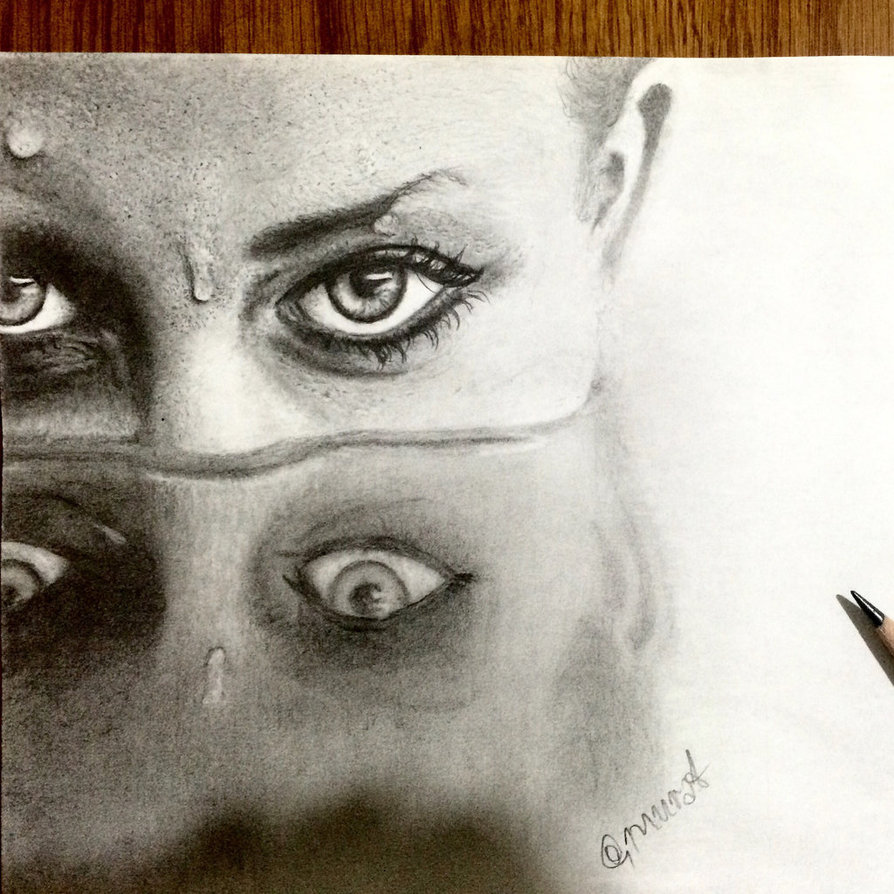 894x894 My Realistic Pencil Drawing Of Face And Reflection By Korkmazart