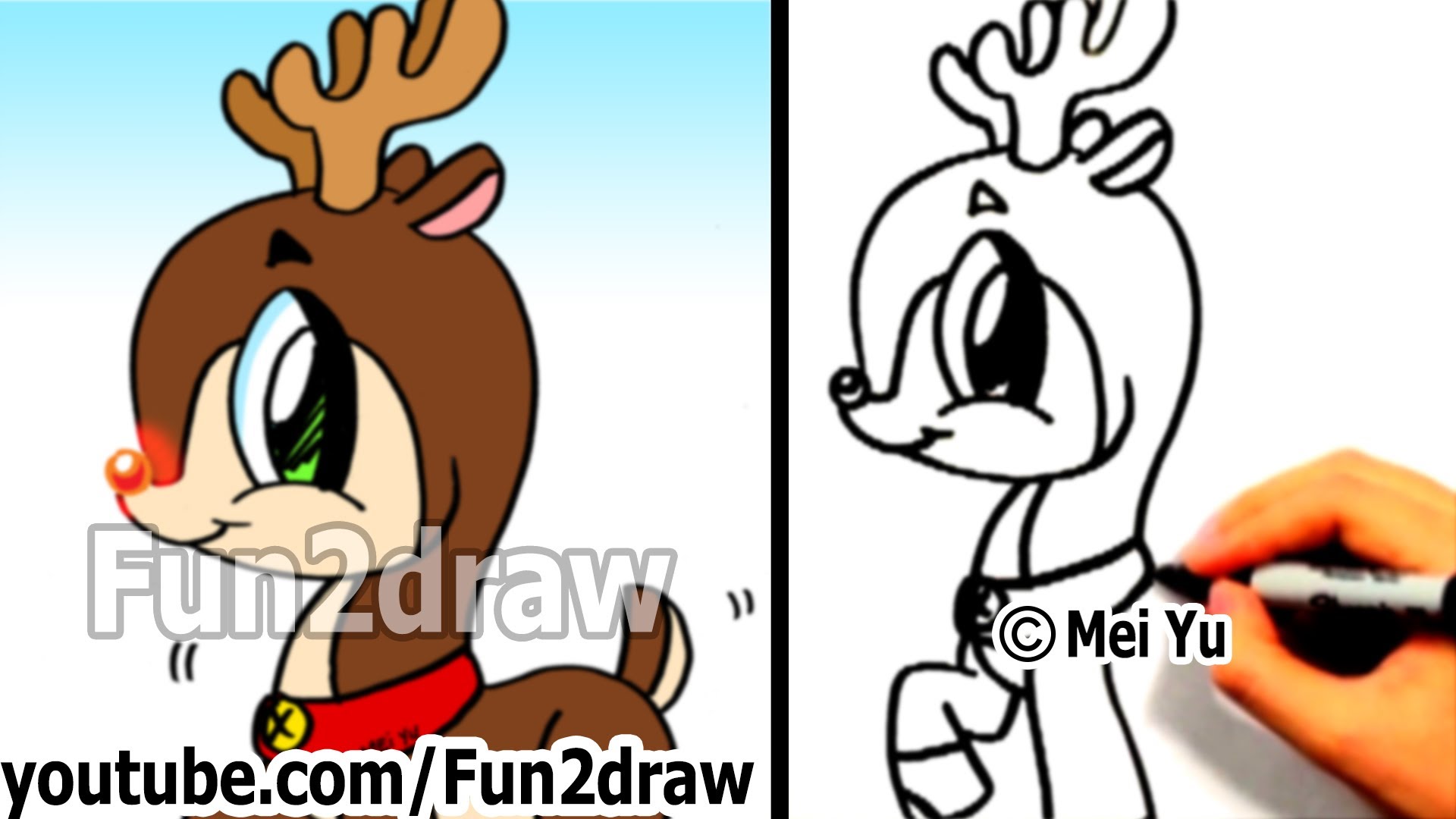 1920x1080 How To Draw A Cartoon Reindeer