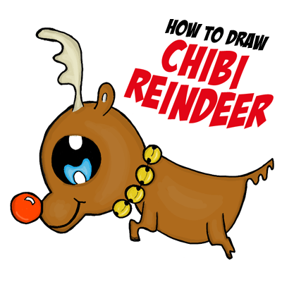 400x400 How To Draw A Chibi Reindeer Or Baby Rudolph The Red Nosed