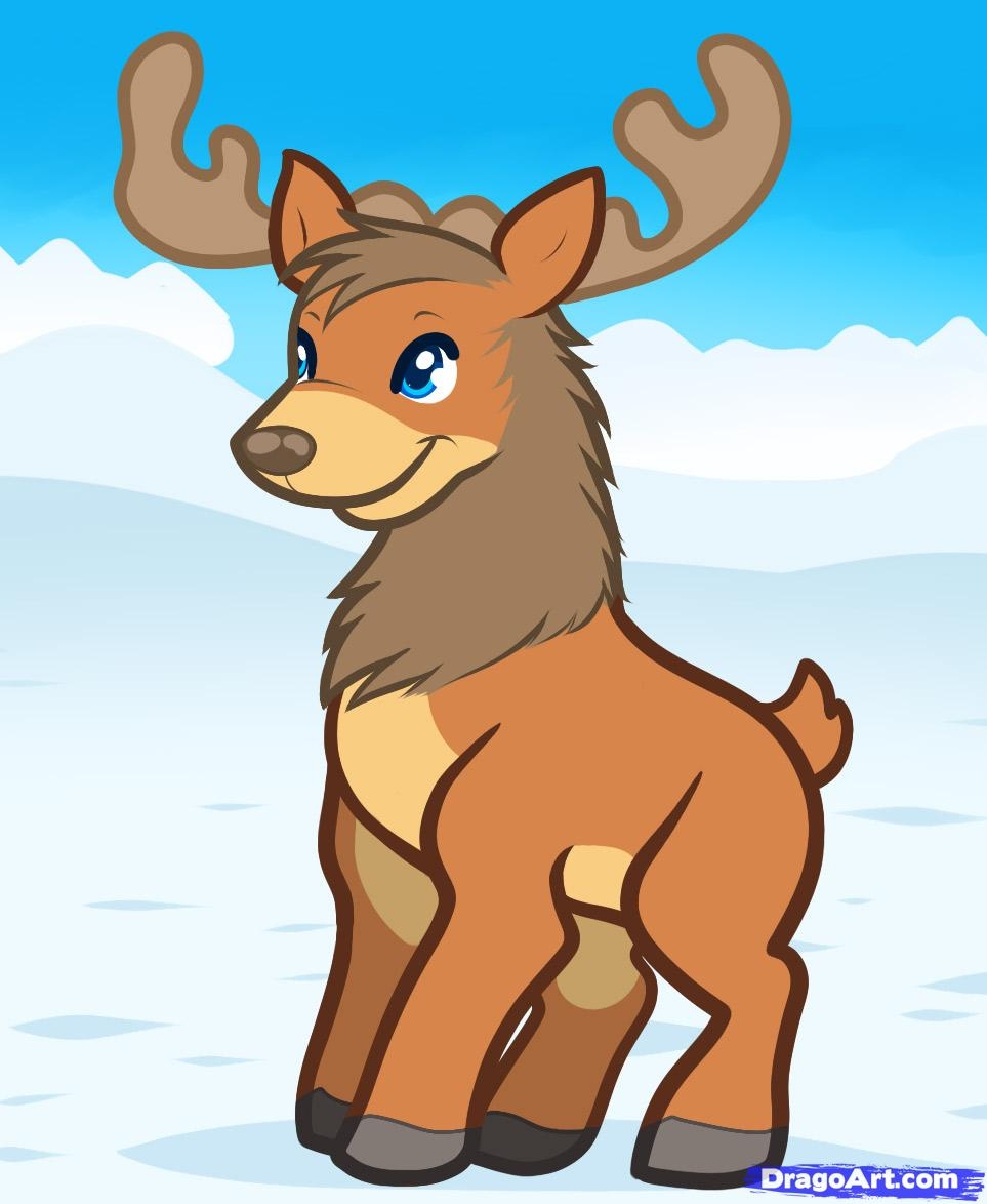 963x1174 Realistic Cartoon Reindeer Face How To Draw A Christmas Deer