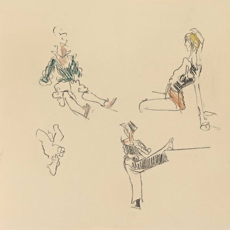 770x770 Saatchi Art Dancers Relaxing Amp Stretching Drawing By Susan Harrison