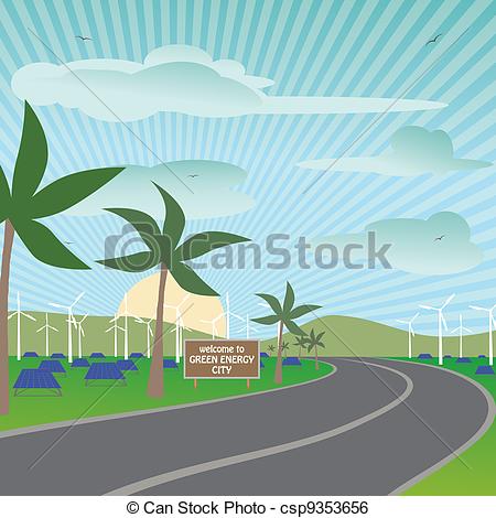 450x470 Green Energy. Illustration Of A City Using Renewable Energy