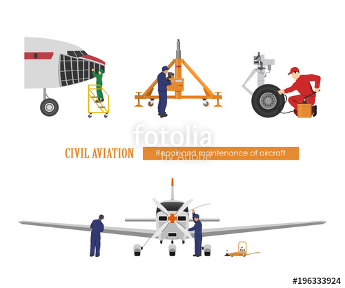 500x417 Repair And Maintenance Of Aircraft. Engineers Repairing Airplane