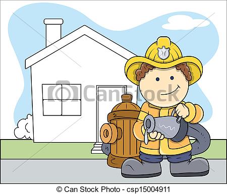 450x385 Rescue Firefighter Character Vector. Drawing Art Of Young