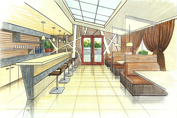 600x401 Architectural Drawing Of A Restaurant On Pratt Portfolios