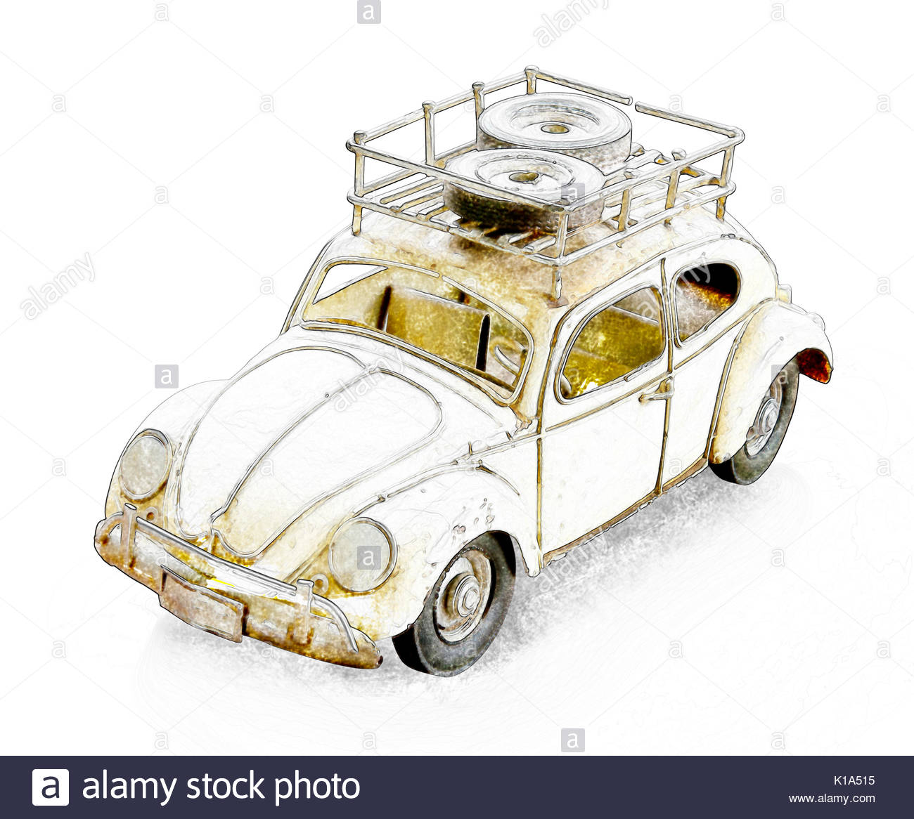 1300x1166 Retro Car Drawing Sketch Stock Photo 155731441