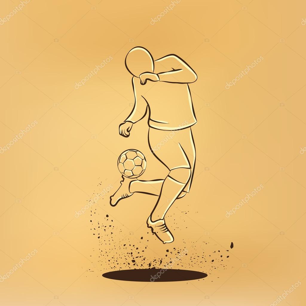 1024x1024 Soccer Player Makes A Feint. Vector Retro Drawing Illustration