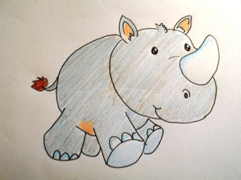 480x360 How To Draw A Cartoon Character Rhino (Easy Way Drawing)