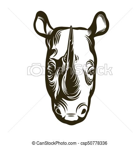 450x470 Head Of African Rhino. Head Of Rhino On White Background