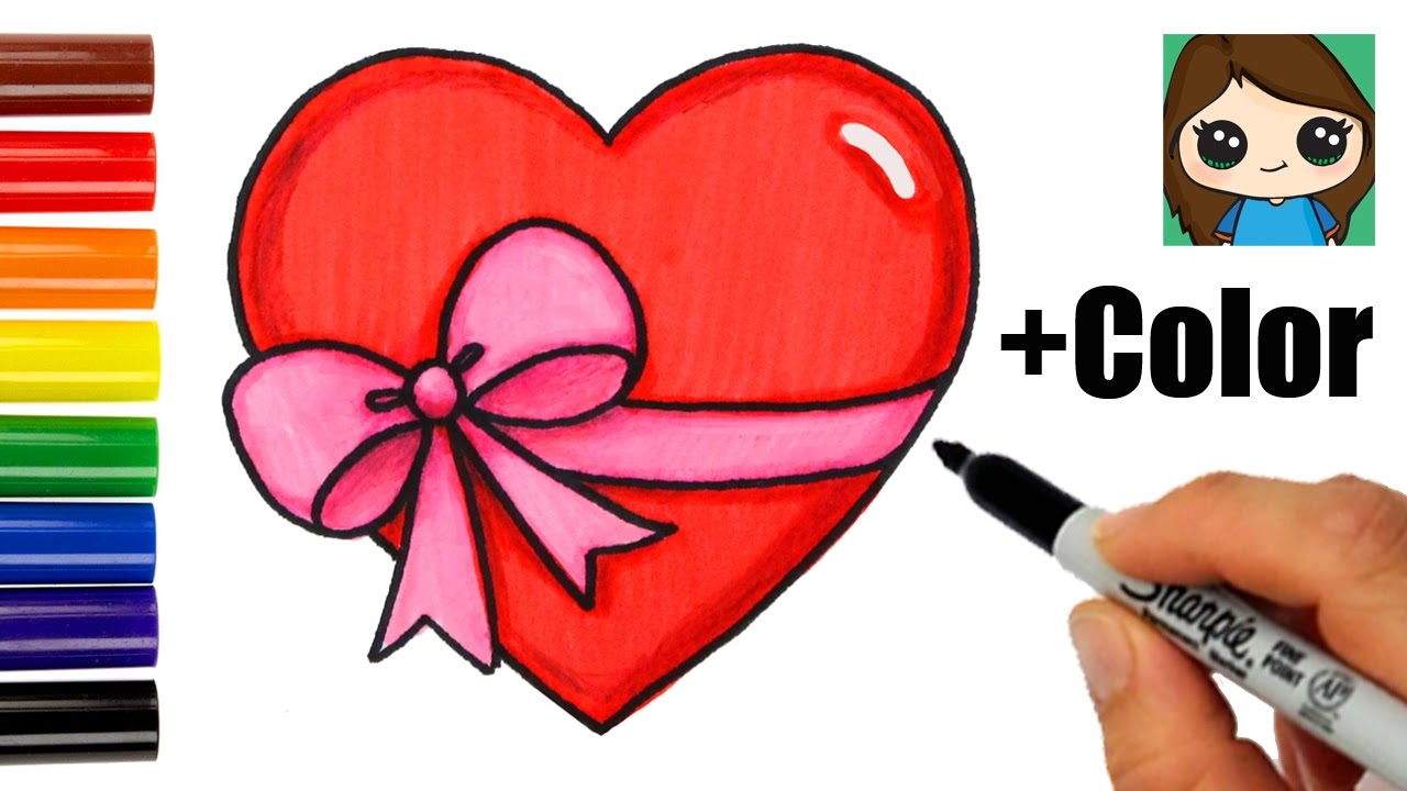 1280x720 How To Draw A Heart With A Bow Ribbon Emoji Easy