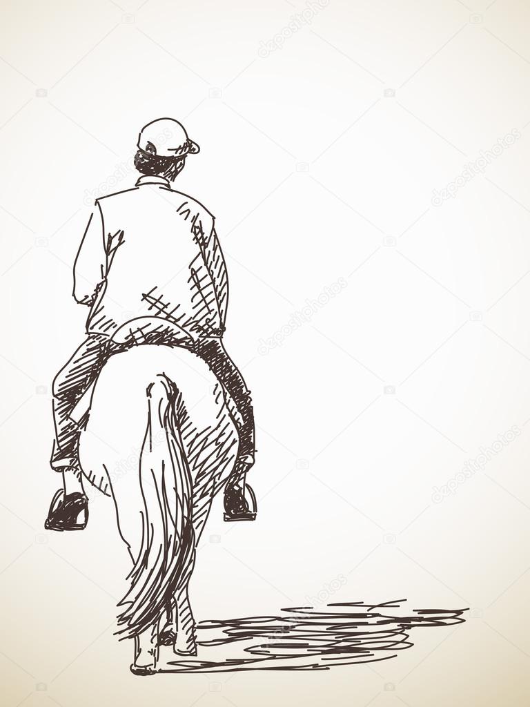 768x1024 Sketch Of Man Riding Horse Stock Vector Olgatropinina