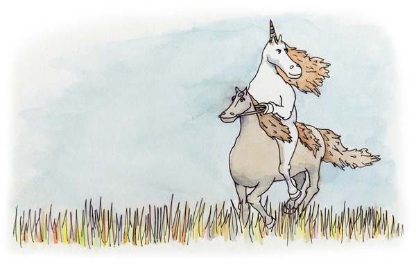 600x382 Unicorn Riding A Horse In A Meadow. Also, Don'T Miss Unicorn