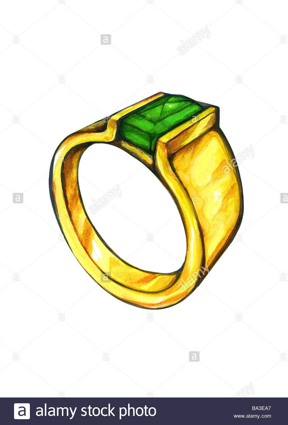 944x1390 Illustration Gold Ring Graphics Drawing Watercolor Jewelry Stock