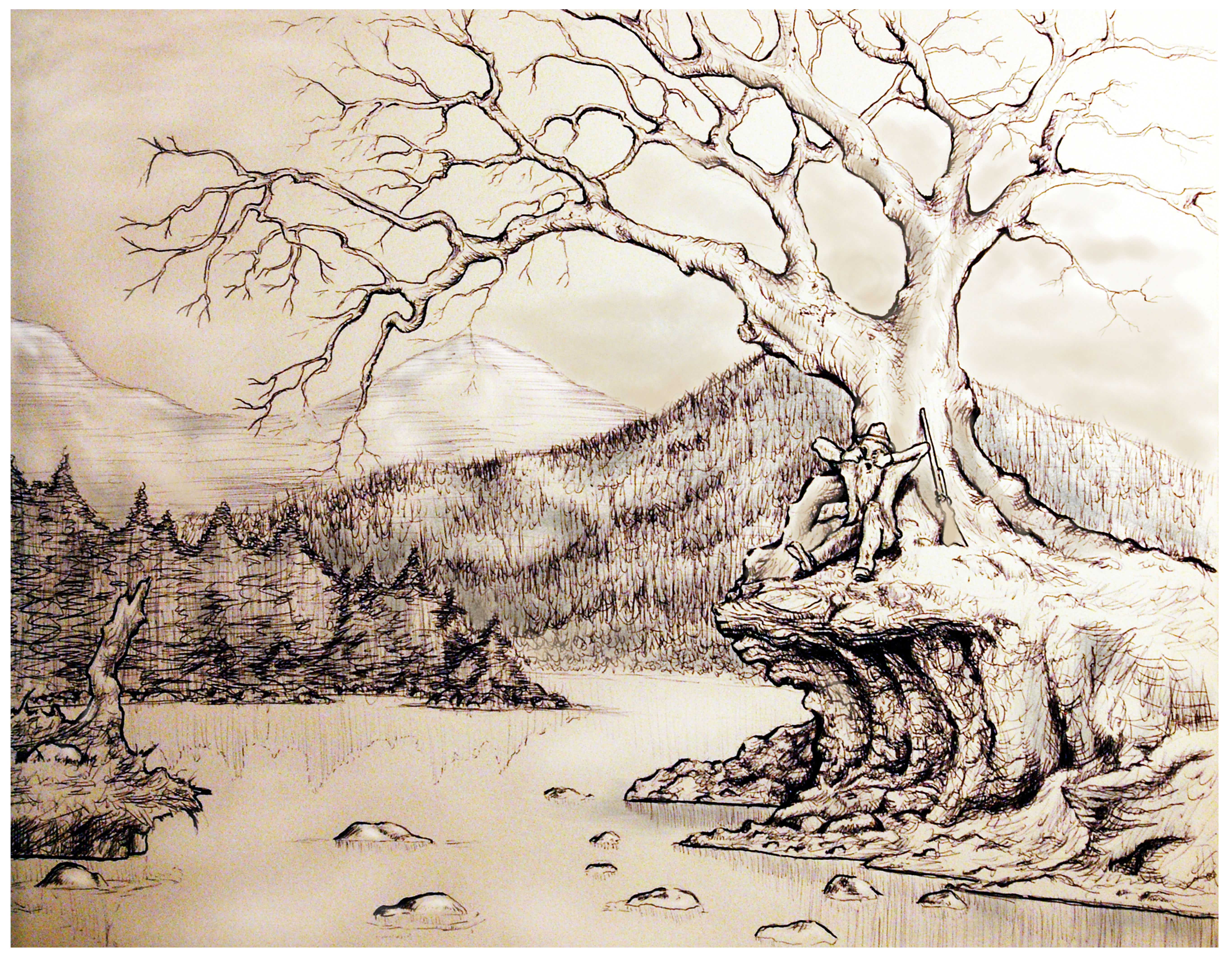 5464x4246 Ripped Van Winkle Pen And Ink Drawing