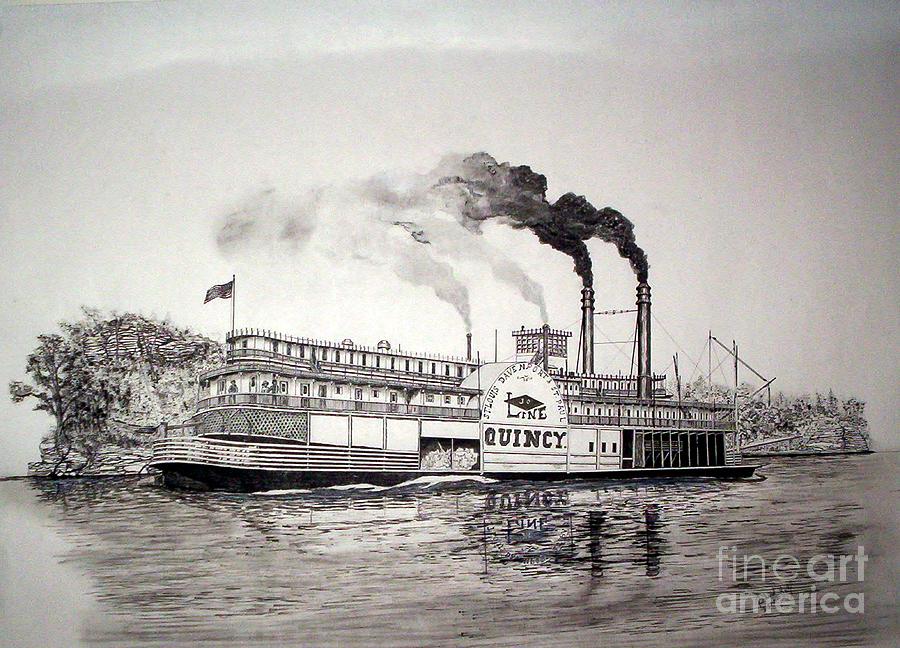 900x648 Riverboat Quincy Drawing By Richard Hall