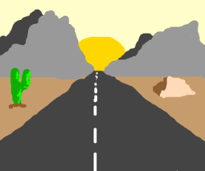 300x250 Lights On Are The Sun Is Up. Empty Road