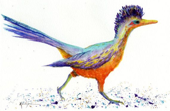 570x372 Roadrunner Bird Archival Print Of Original Watercolor 5x7 Inch