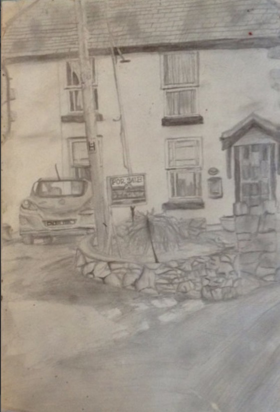 559x824 Between Roads Tonal Graphite Pencil Drawing