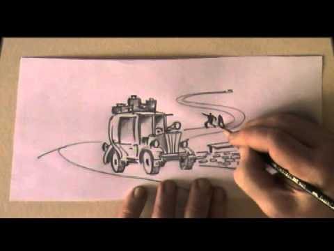 480x360 How To Draw A Car And A Winding Road. Fast Pencil Drawing