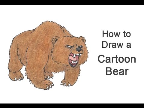 480x360 How To Draw A Bear Roaring Growling (Cartoon)