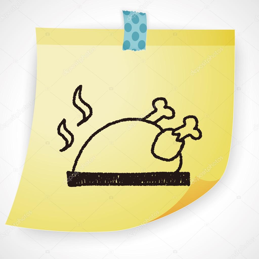 1024x1024 Roast Chicken Doodle Drawing Vector Illustration Stock Vector