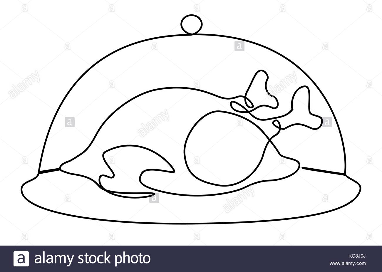 1300x926 Roast Turkey Chicken One Line Drawing Stock Vector Art