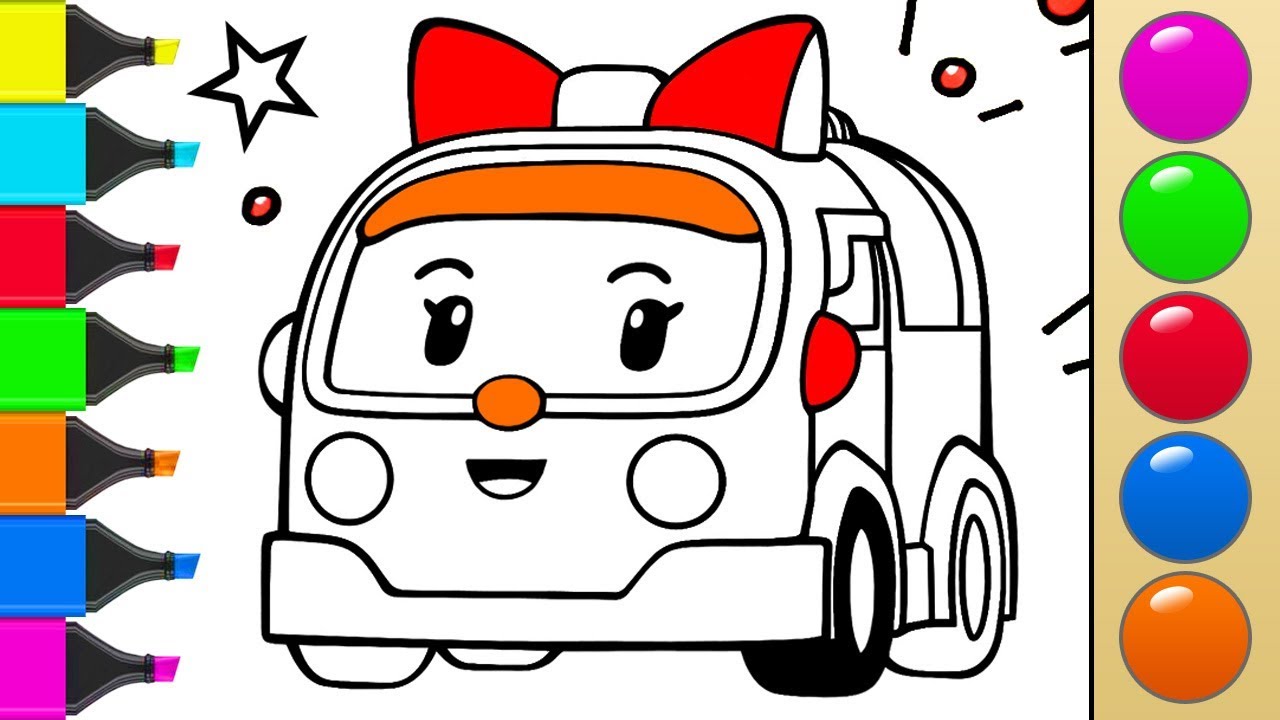 1280x720 How To Draw A Robocar Poli, Robovan Amber. Art Colors For Children