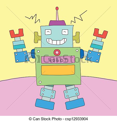 450x468 Robot Cartoon Ideal For Future Vector Clipart