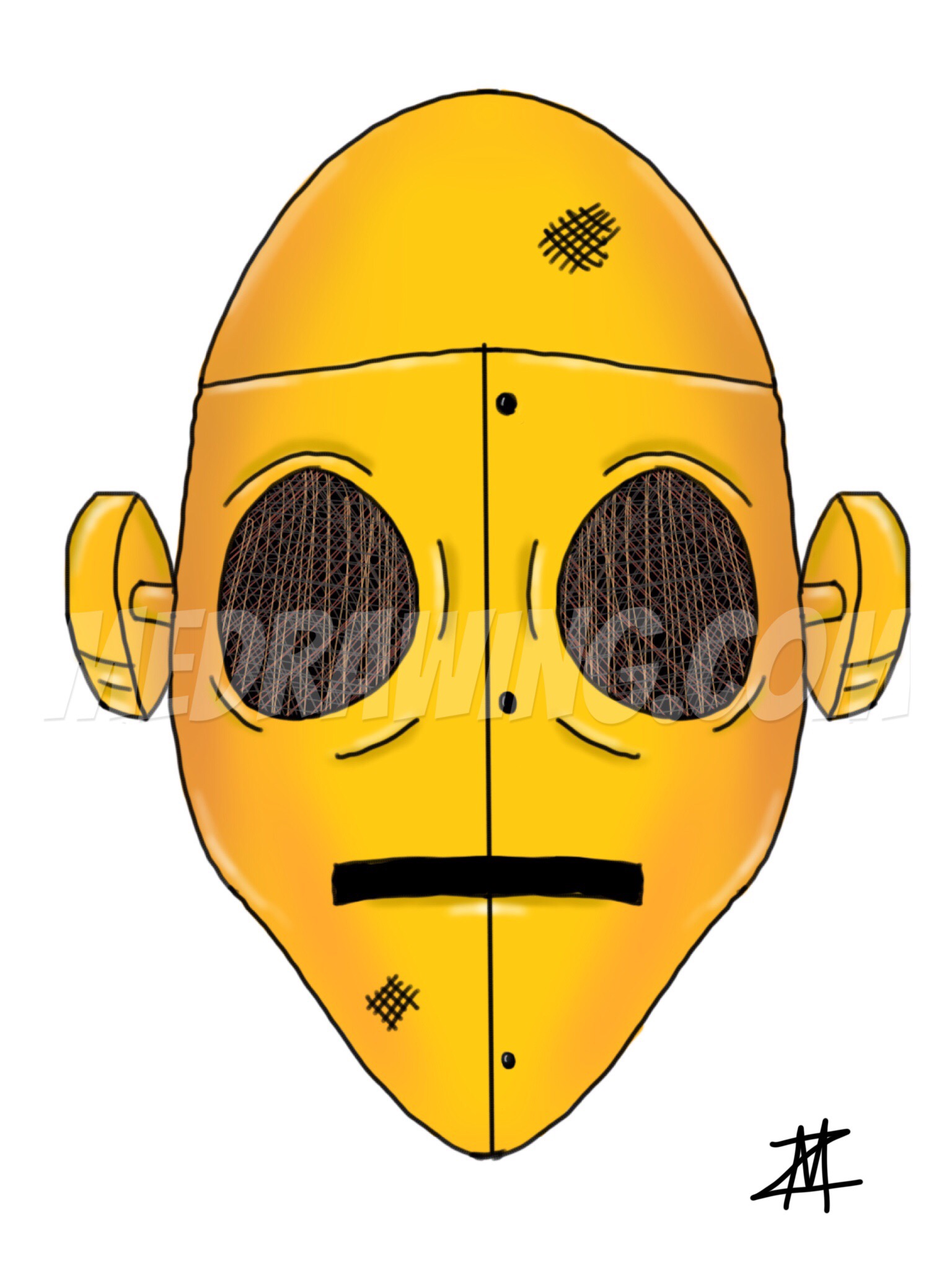 1536x2048 Gold Robot Head Drawing