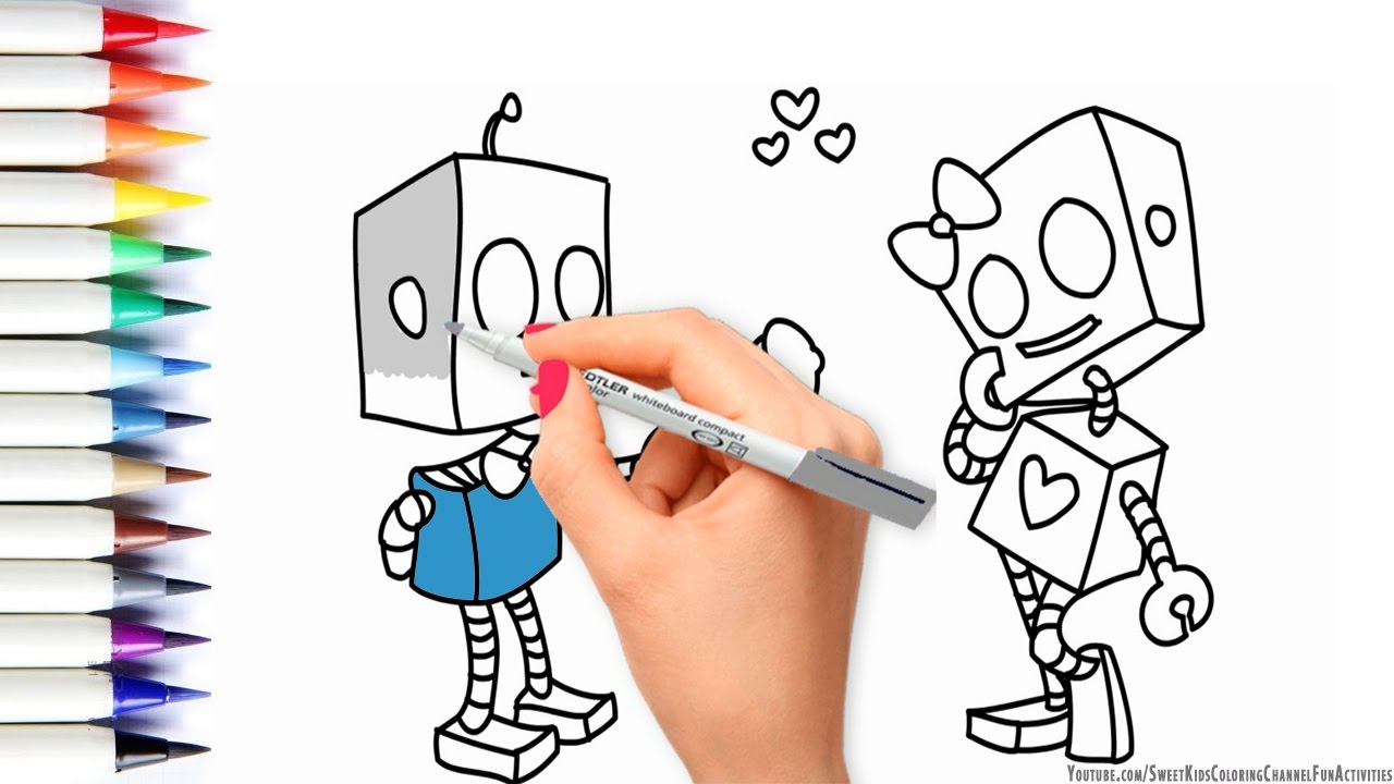 1280x720 Learn How To Draw Color Robots Boy Girl Amp Gifts Easy Step By
