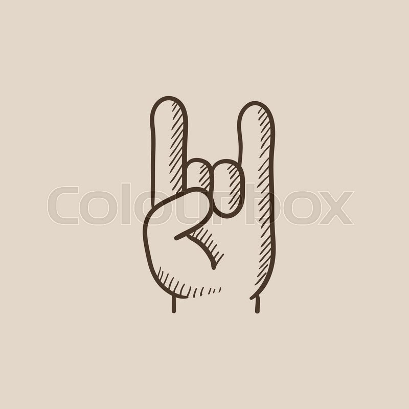 800x800 Rock Roll Hand Sign Sketch Icon For Web, Mobile
