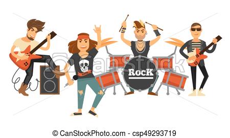 450x270 Rock Music Band Singers And Musicians With Musical Vector Clip