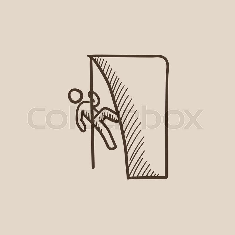 800x800 Rock Climber Climbing An Overhanging Cliff Sketch Icon For Web