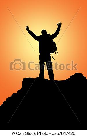 300x470 Rock Climbing. The Climber Has Reached Mountain Tops Stock