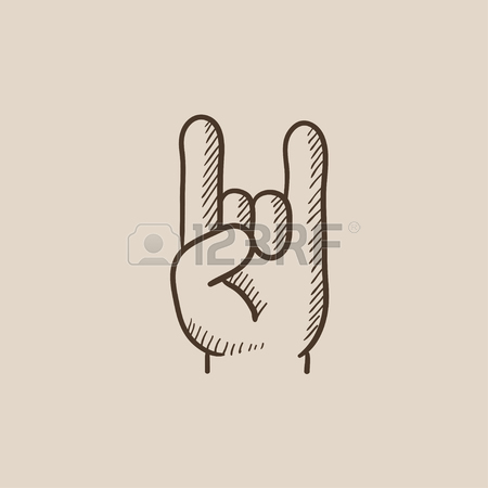 450x450 Rock And Roll Hand Sign Vector Sketch Icon Isolated On Background