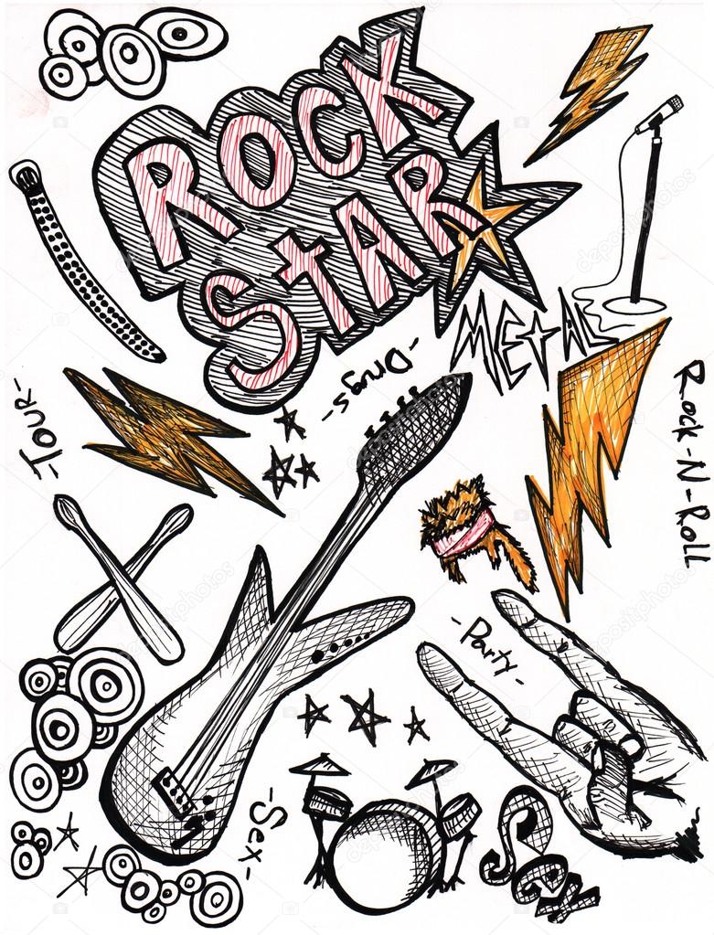 781x1023 Rockstar Hand Drawing Doodles Stock Photo Jeremywhat
