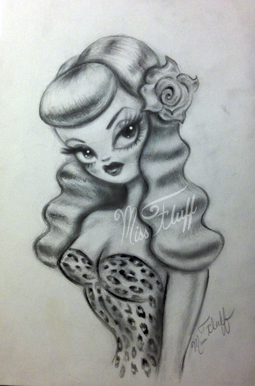 500x757 Rockabilly Baby Doll Drawing By Miss Fluff