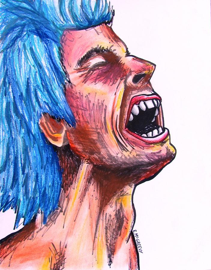 703x900 Blue Haired Rocker Drawing By Eric Mcgreevy
