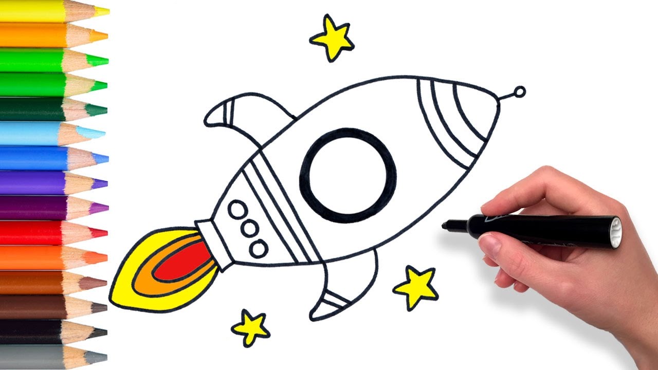 1280x720 Learn How To Draw A Rocket Ship Teach Drawing For Kids
